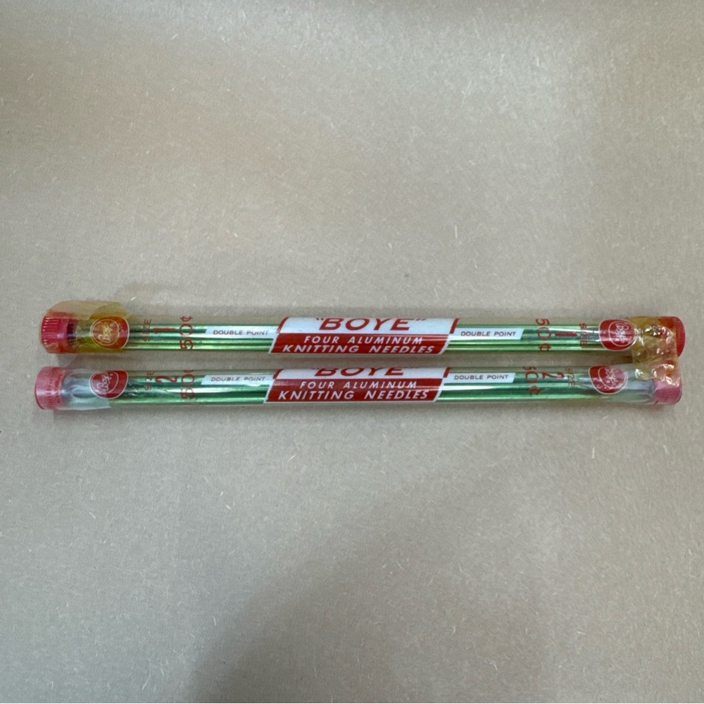 New Boye Green Aluminum Double Point Knitting Needle Sets (2), Sizes 1 And 2